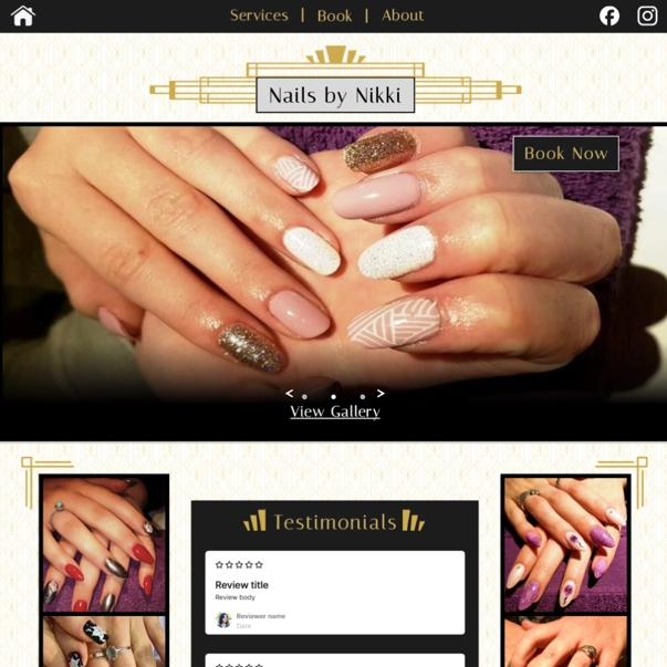 An partial image of portfolio item 2 (a freelance nail technician's webpage)