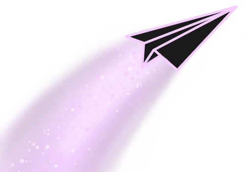 Graphic showing a paper aeroplane flying, leaving a glittery trail behind